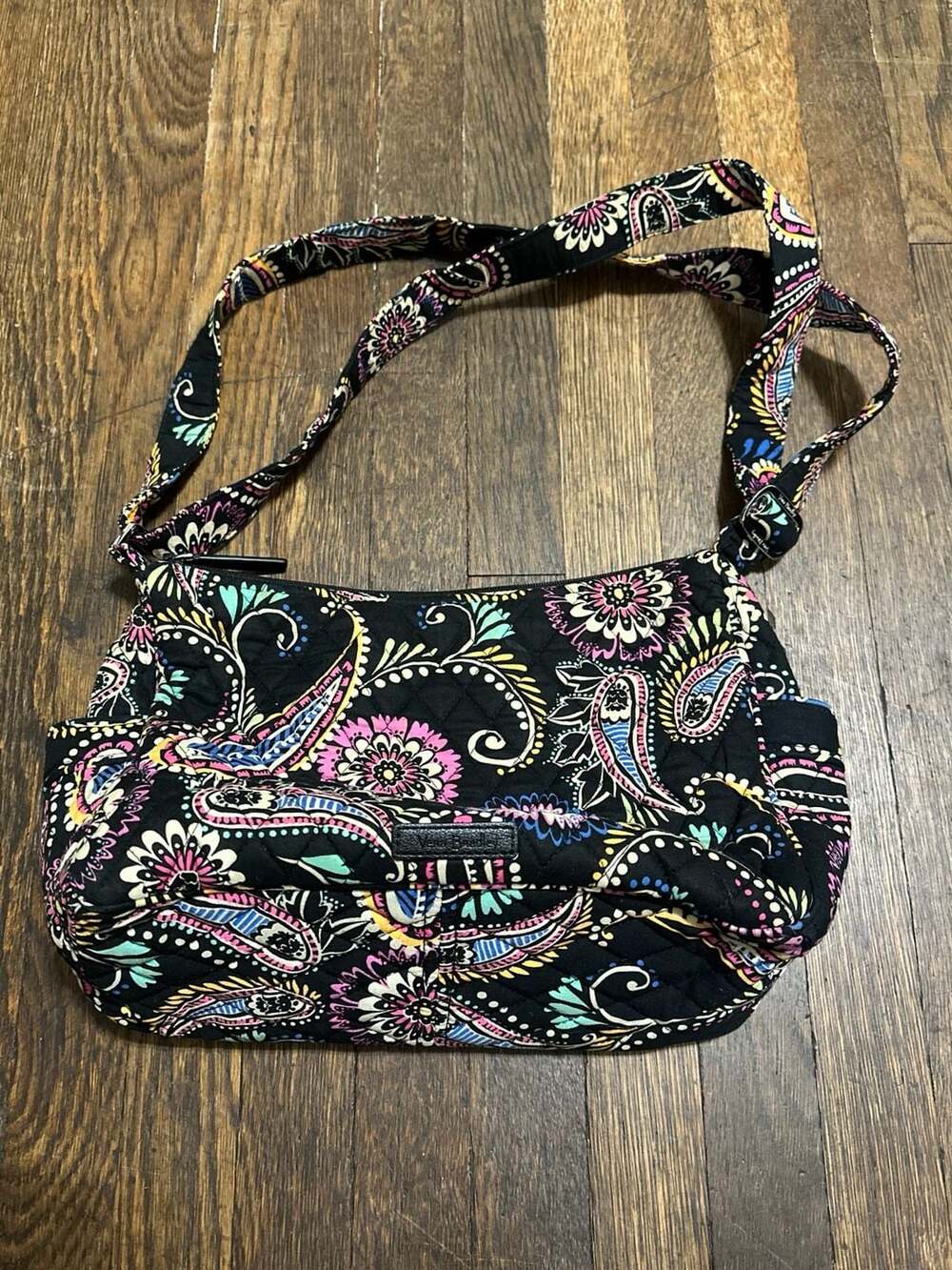 Vera Bradley Bandana Swirl Quilted Black Paisley Shoulder Bag Purse